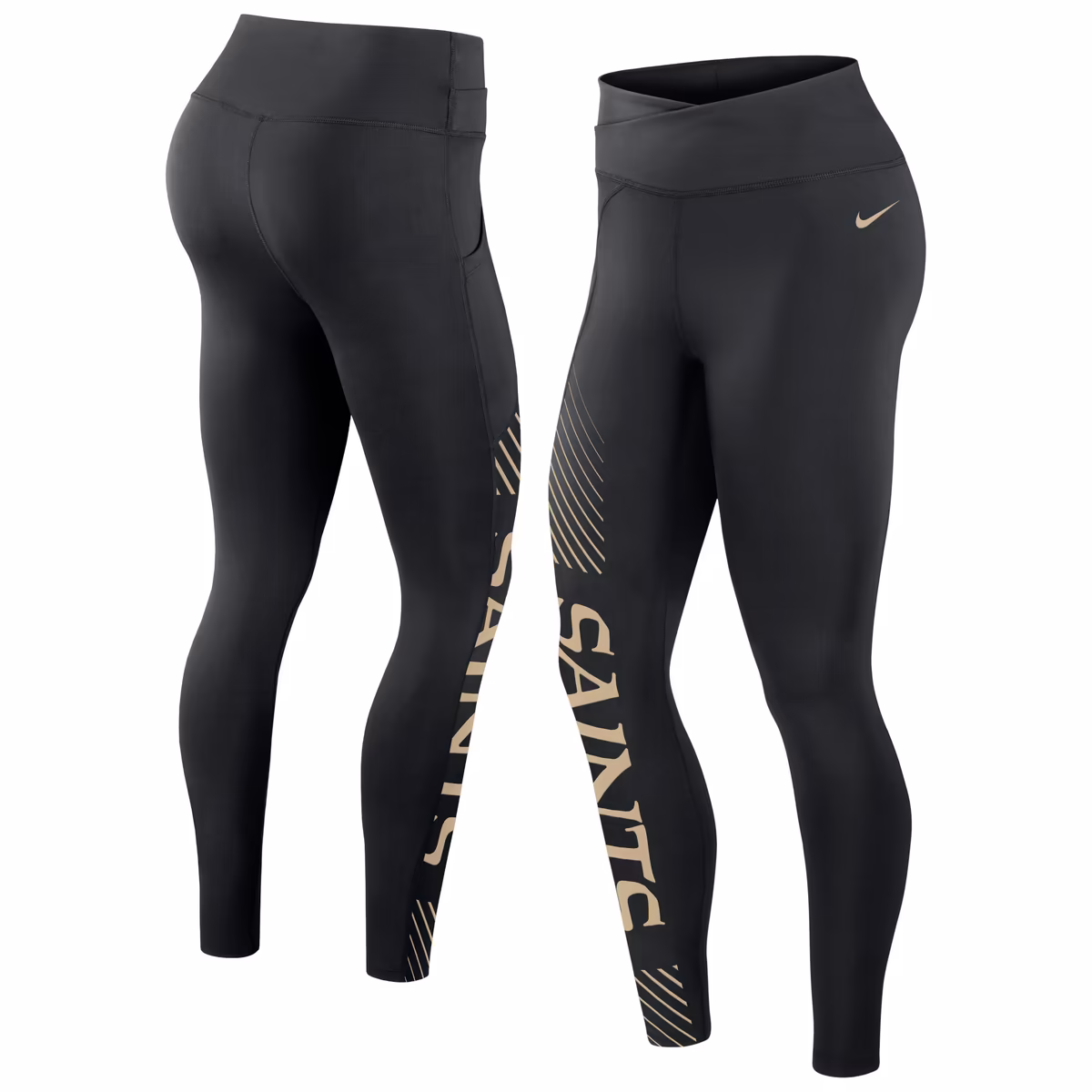 Women's Nike Black New Orleans Saints Yard Line Crossover Leggings 2 Women's Nike Black New Orleans Saints Yard Line Crossover Leggings