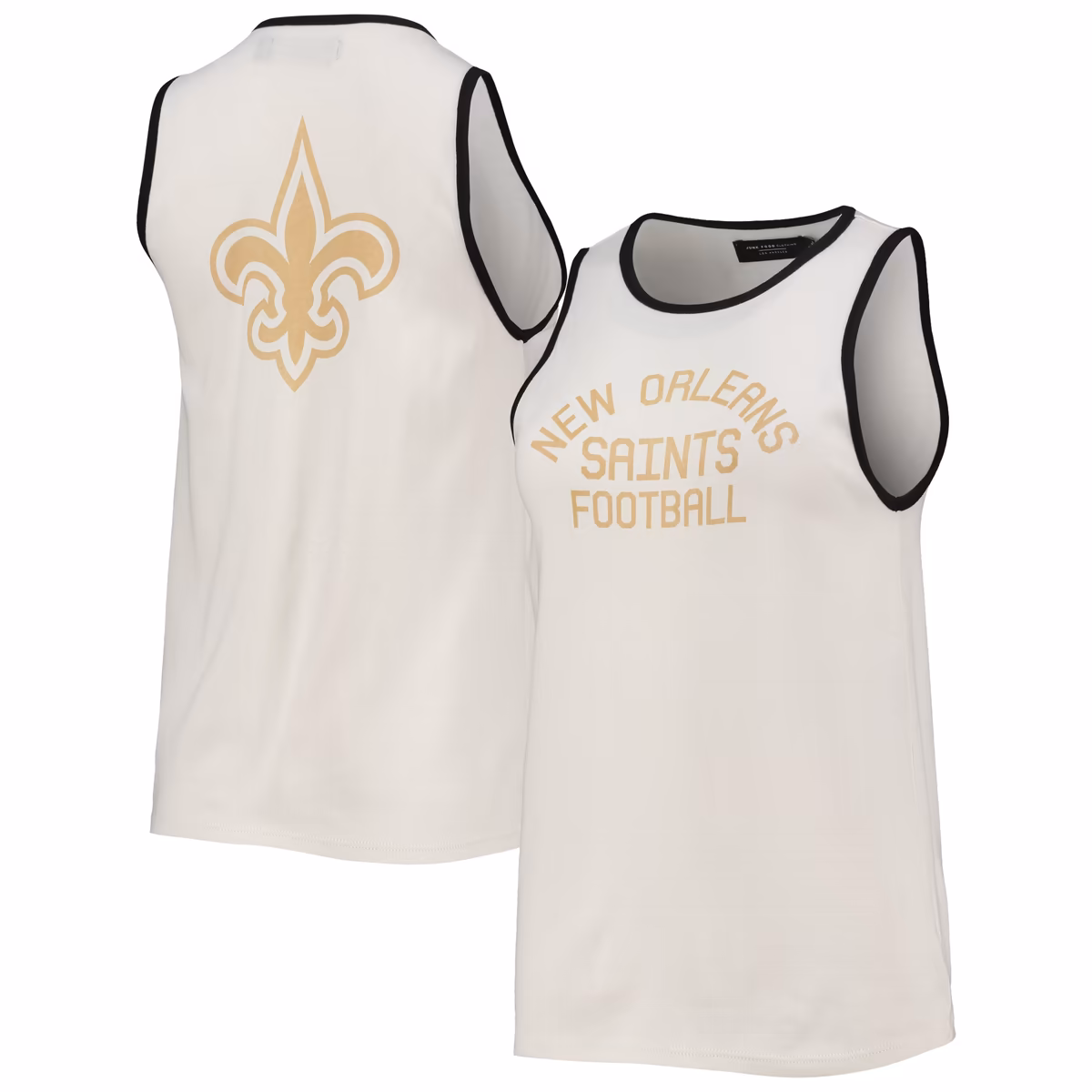 Women's Junk Food White/Black New Orleans Saints Throwback Pop Binding Scoop Neck Tank Top 3 Women's Junk Food White/Black New Orleans Saints Throwback Pop Binding Scoop Neck Tank Top