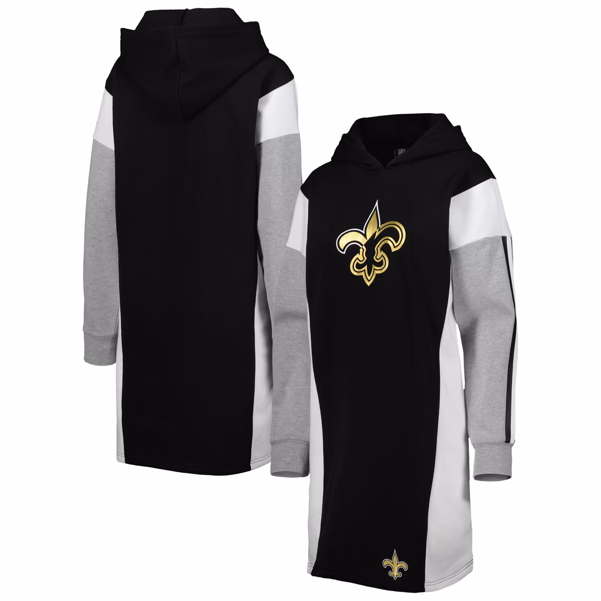 Women's G-III 4Her by Carl Banks Black New Orleans Saints Bootleg Long Sleeve Hoodie T-Shirt Dress 2 Women's G-III 4Her by Carl Banks Black New Orleans Saints Bootleg Long Sleeve Hoodie T-Shirt Dress