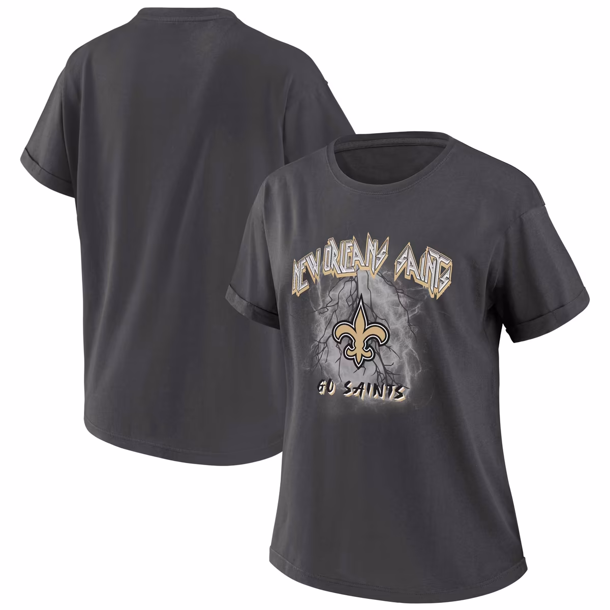 Women's WEAR by Erin Andrews Charcoal New Orleans Saints Boyfriend T-Shirt 12 Women's WEAR by Erin Andrews Charcoal New Orleans Saints Boyfriend T-Shirt