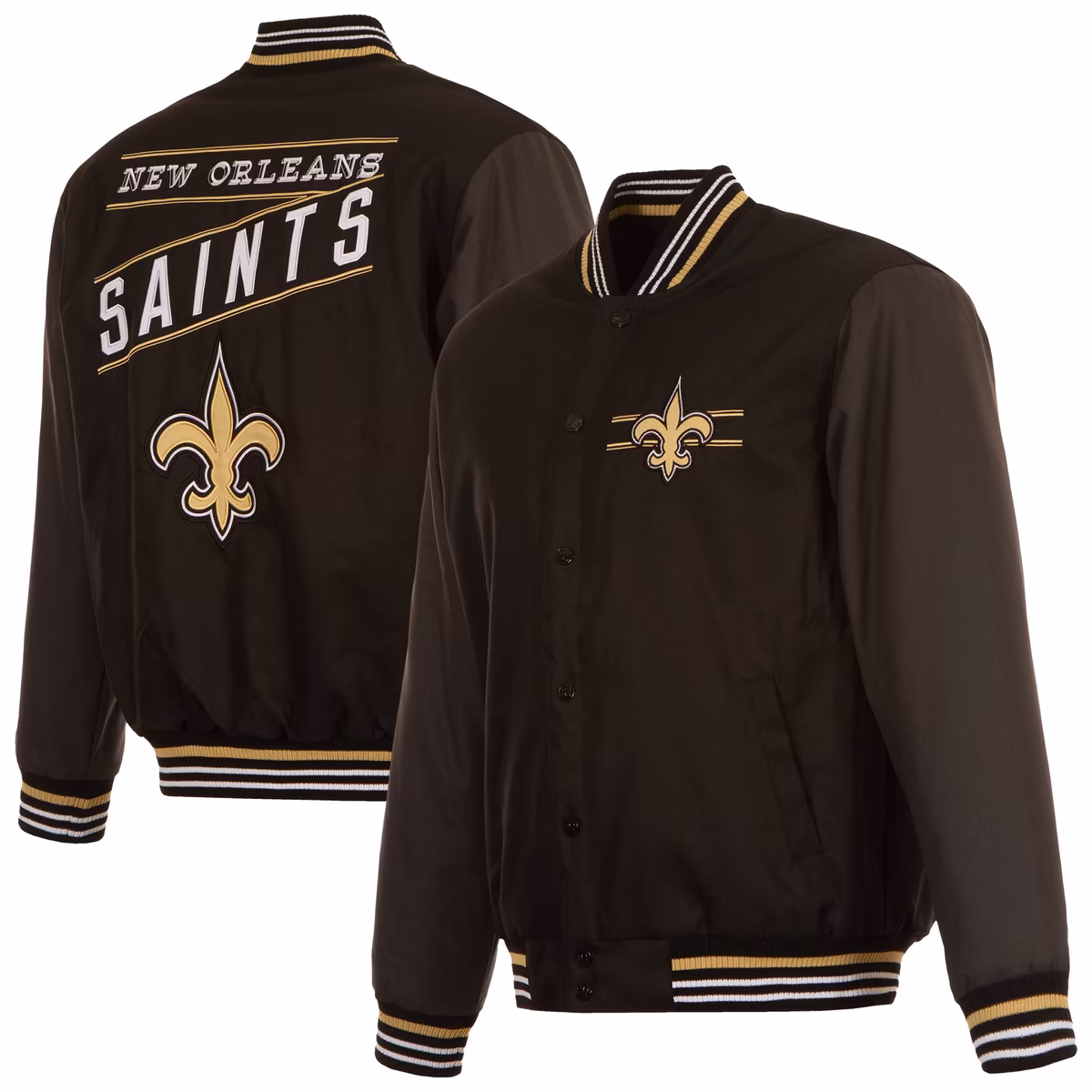 Men's JH Design Black New Orleans Saints Twill Full-Zip Jacket 2 Men's JH Design Black New Orleans Saints Twill Full-Zip Jacket