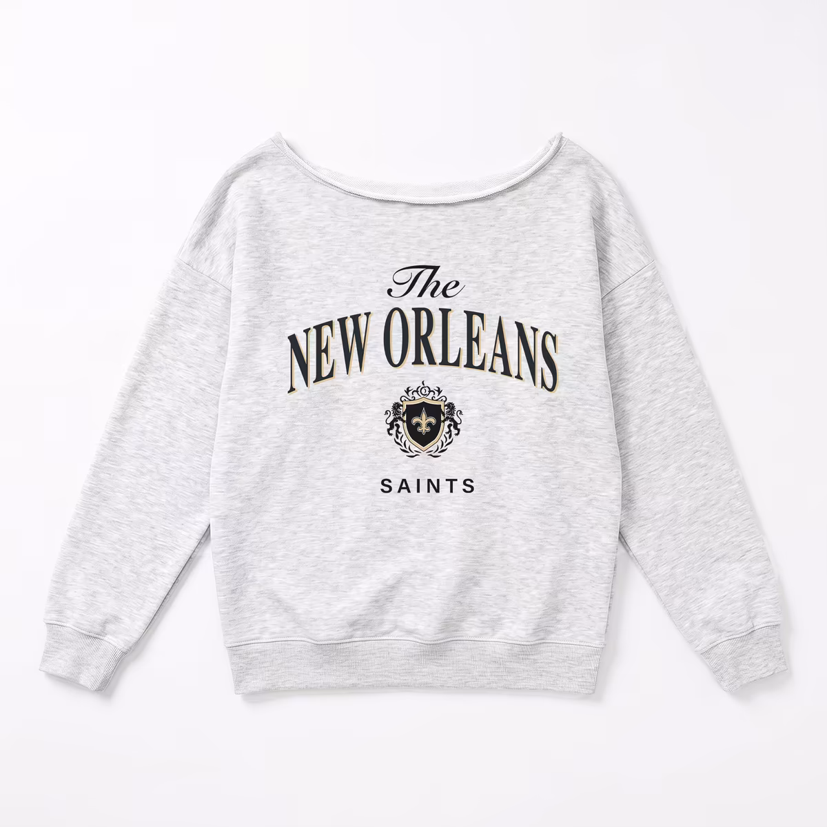 Women's Gameday Couture Ash New Orleans Saints Offsides Energy Off-Shoulder Sweatshirt 5 Women's Gameday Couture Ash New Orleans Saints Offsides Energy Off-Shoulder Sweatshirt
