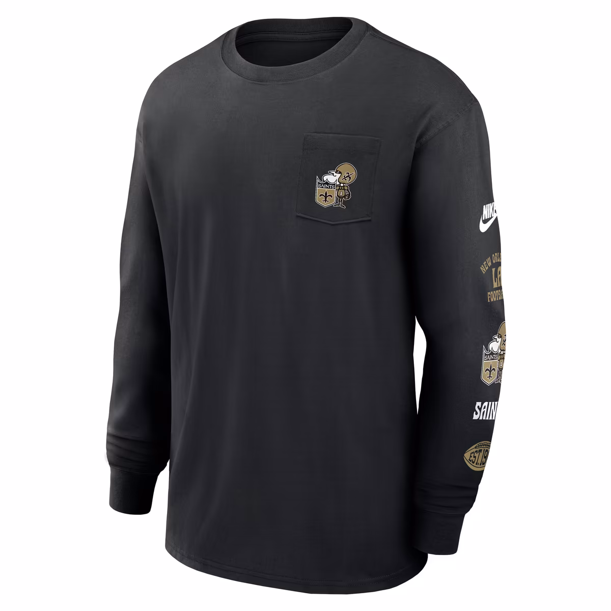 Men's Nike Black New Orleans Saints Rewind Heavy Max90 Pocket Long Sleeve T-Shirt 3 Men's Nike Black New Orleans Saints Rewind Heavy Max90 Pocket Long Sleeve T-Shirt