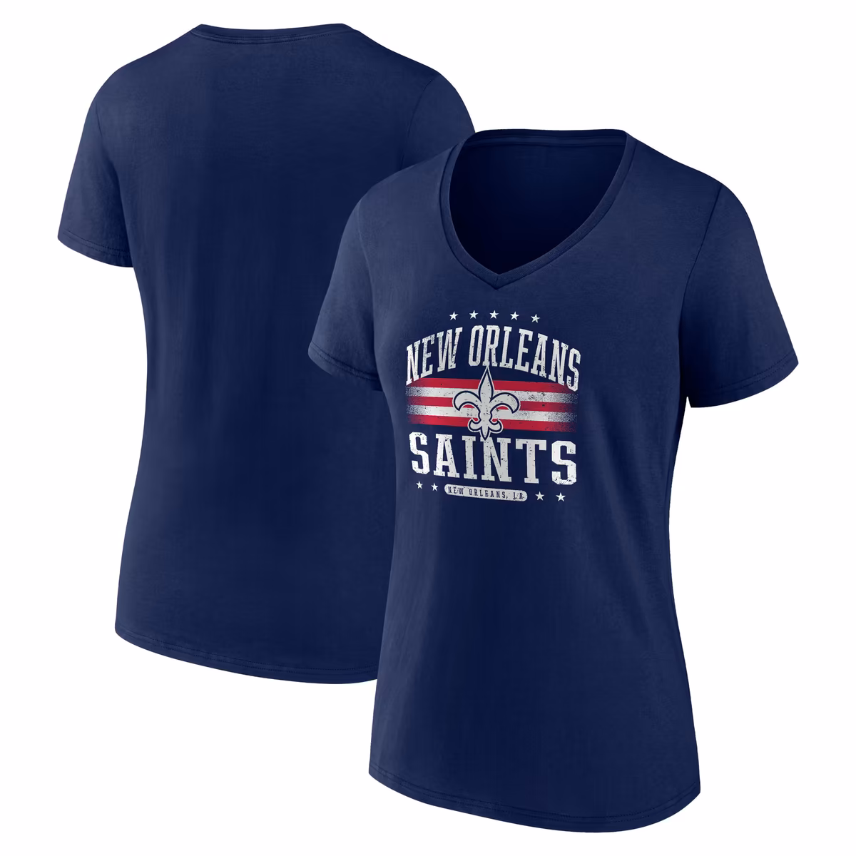 Women's Navy New Orleans Saints Americana Team V-Neck T-Shirt 1 Women's Navy New Orleans Saints Americana Team V-Neck T-Shirt