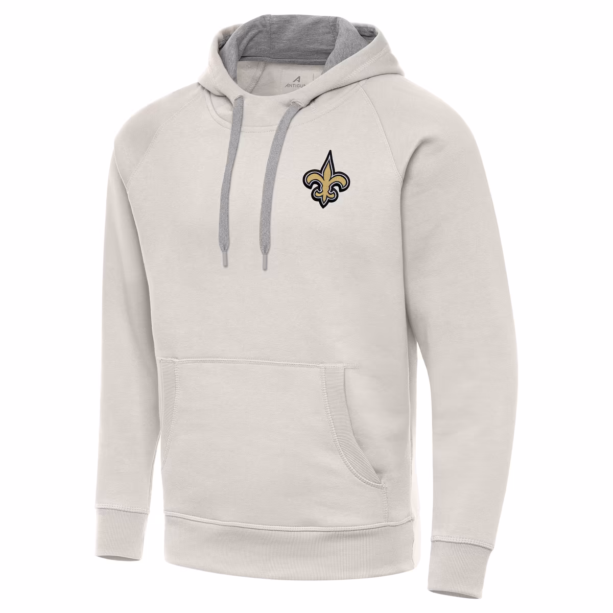 Men's Antigua Cream New Orleans Saints Victory Raglan Pullover Hoodie 1 Men's Antigua Cream New Orleans Saints Victory Raglan Pullover Hoodie