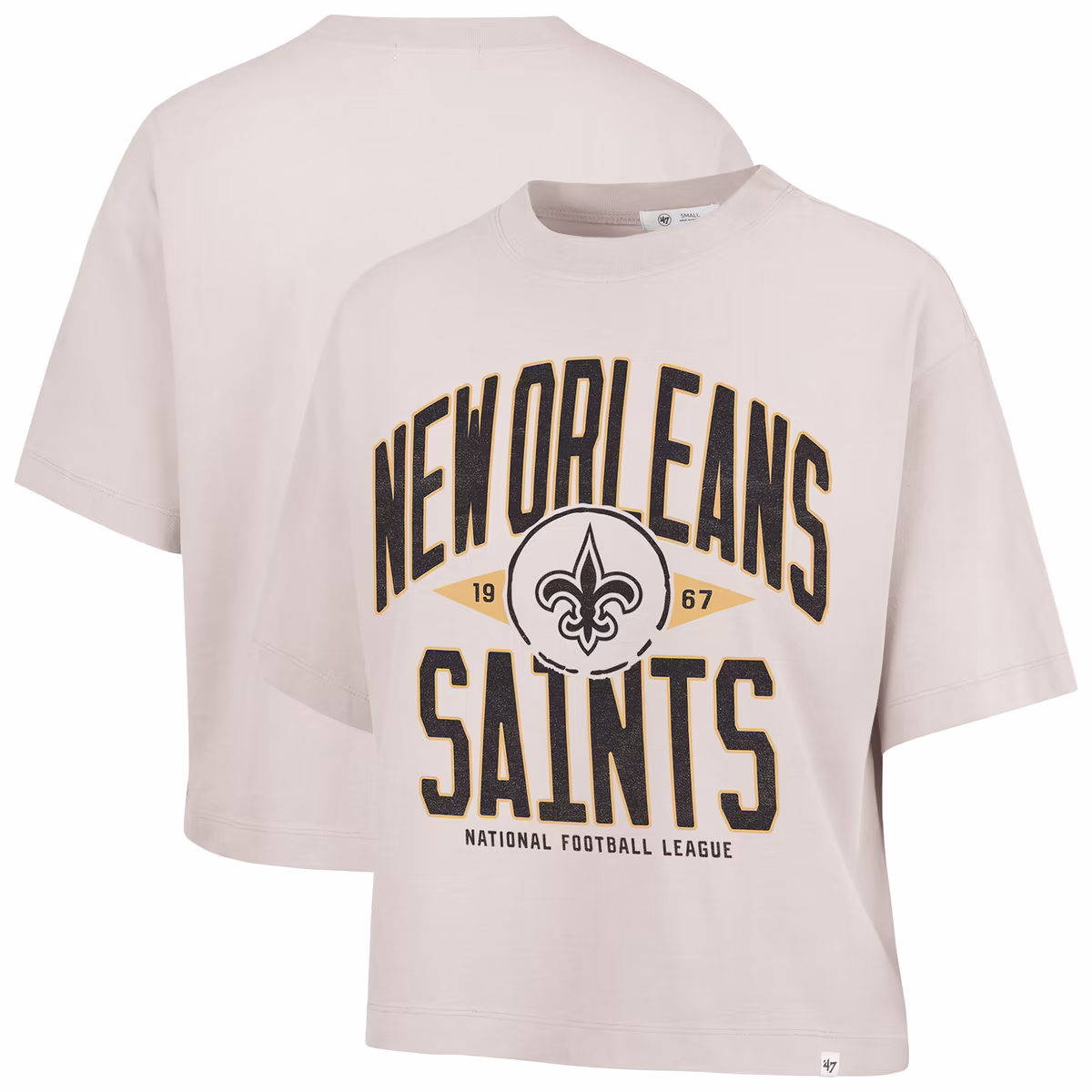 Women's '47 Natural New Orleans Saints Cropped Windthrow Ravine T-Shirt 19 Women's '47 Natural New Orleans Saints Cropped Windthrow Ravine T-Shirt