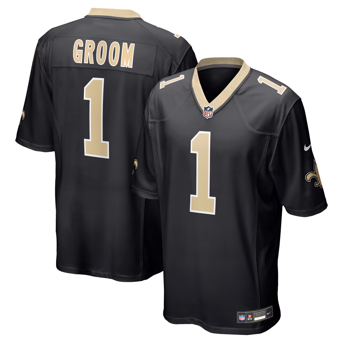 Men's Nike Number 1 Groom Black New Orleans Saints Game Jersey 1 Men's Nike Number 1 Groom Black New Orleans Saints Game Jersey