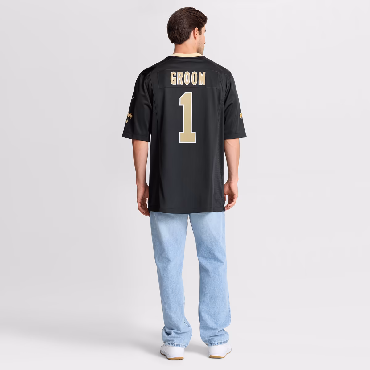 Men's Nike Number 1 Groom Black New Orleans Saints Game Jersey 9 Men's Nike Number 1 Groom Black New Orleans Saints Game Jersey