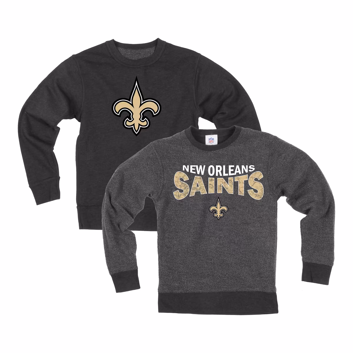 Youth Wes & Willy  Black New Orleans Saints Reversible Fleece Sweatshirt