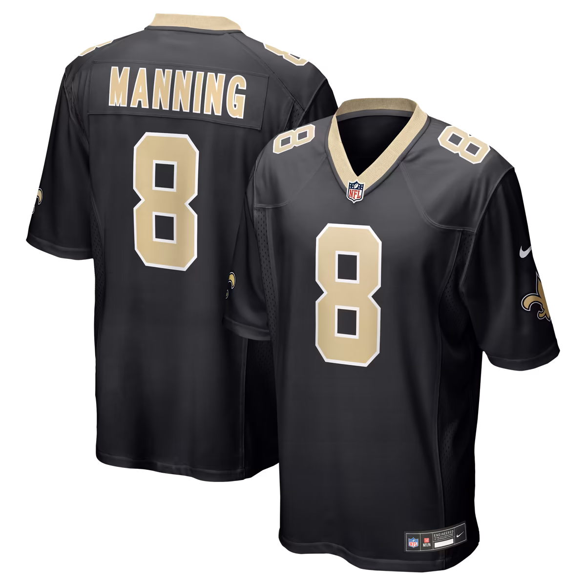 Men's Nike Archie Manning Black New Orleans Saints Game Retired Player Jersey