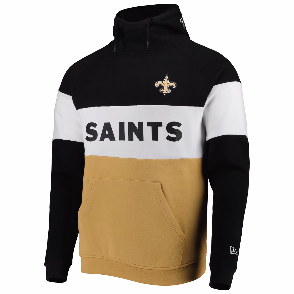 Men's New Era Gold/Black New Orleans Saints Colorblock Current Pullover Hoodie 3 Men's New Era Gold/Black New Orleans Saints Colorblock Current Pullover Hoodie