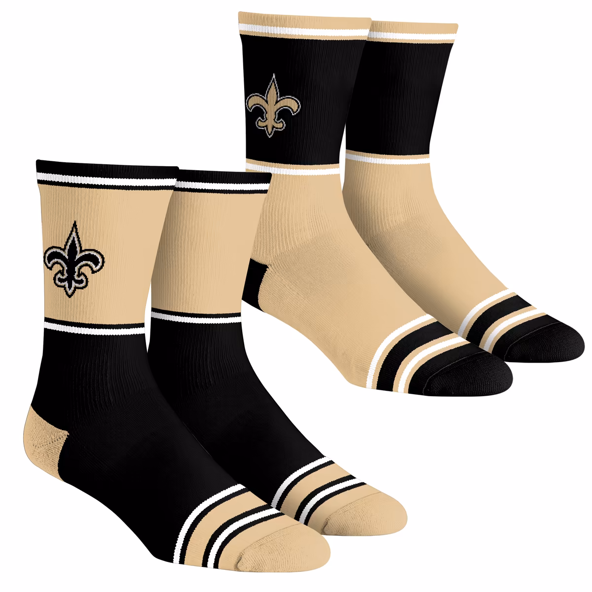 Unisex Rock Em Socks  New Orleans Saints 2-Pack Color Block Crew Socks Set