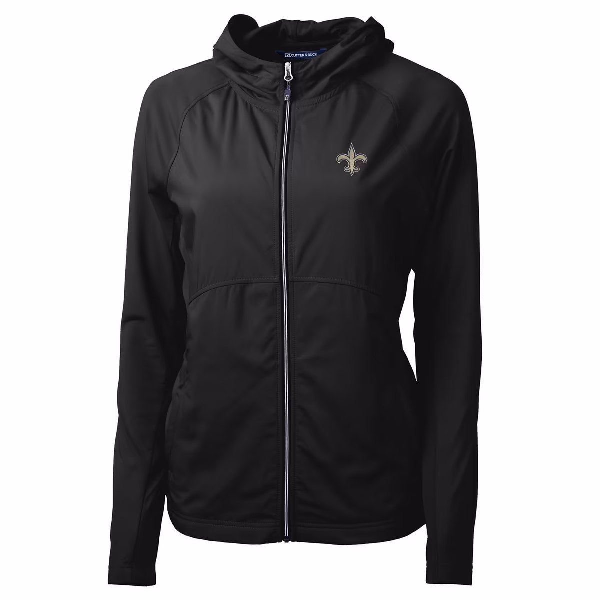 Women's Cutter & Buck Black New Orleans Saints Adapt Eco Knit Full-Zip Hoodie