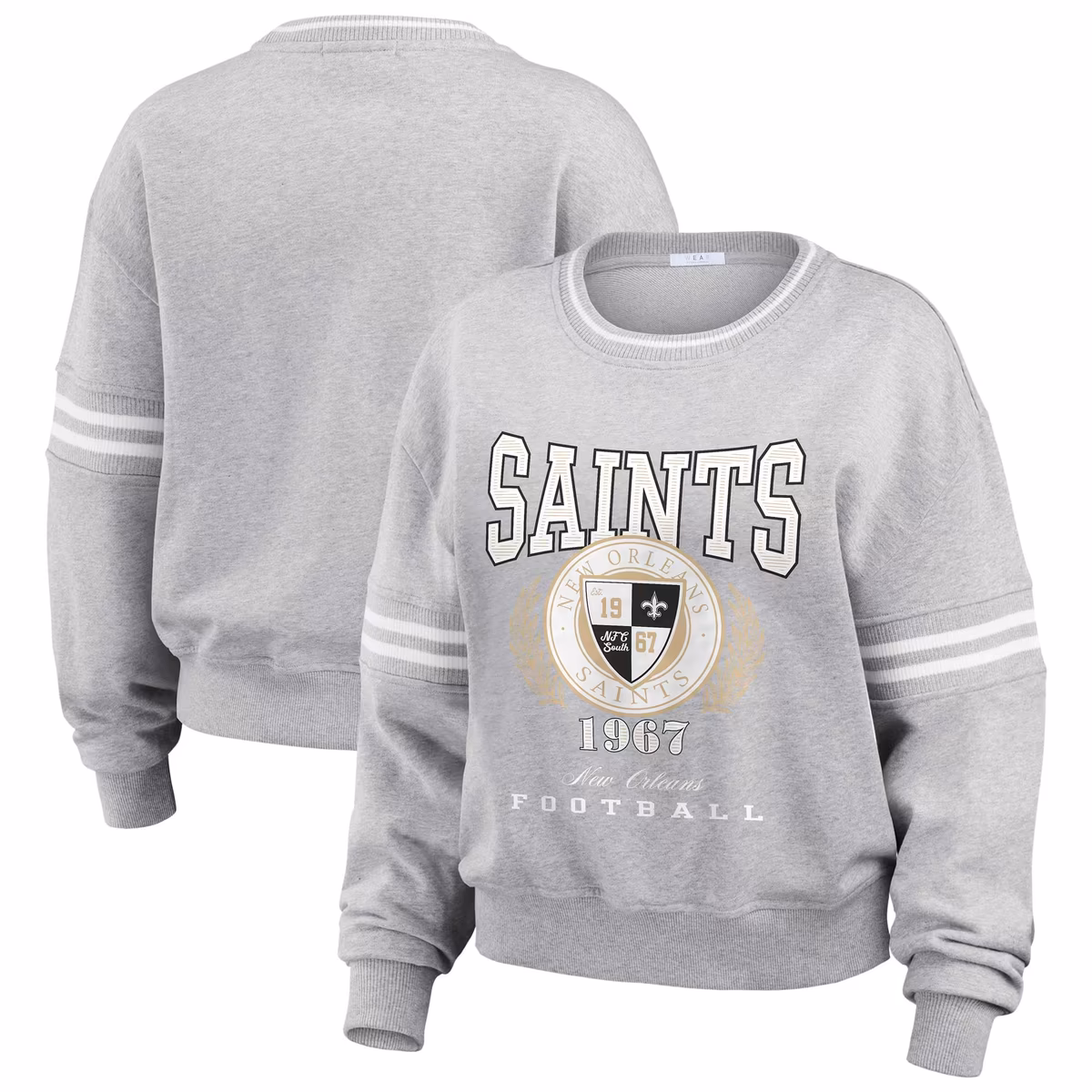 Women's WEAR by Erin Andrews Heather Gray New Orleans Saints Cropped Pullover Sweatshirt 2 Women's WEAR by Erin Andrews Heather Gray New Orleans Saints Cropped Pullover Sweatshirt