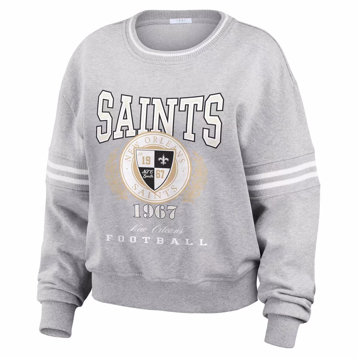 Women's WEAR by Erin Andrews Heather Gray New Orleans Saints Cropped Pullover Sweatshirt 3 Women's WEAR by Erin Andrews Heather Gray New Orleans Saints Cropped Pullover Sweatshirt