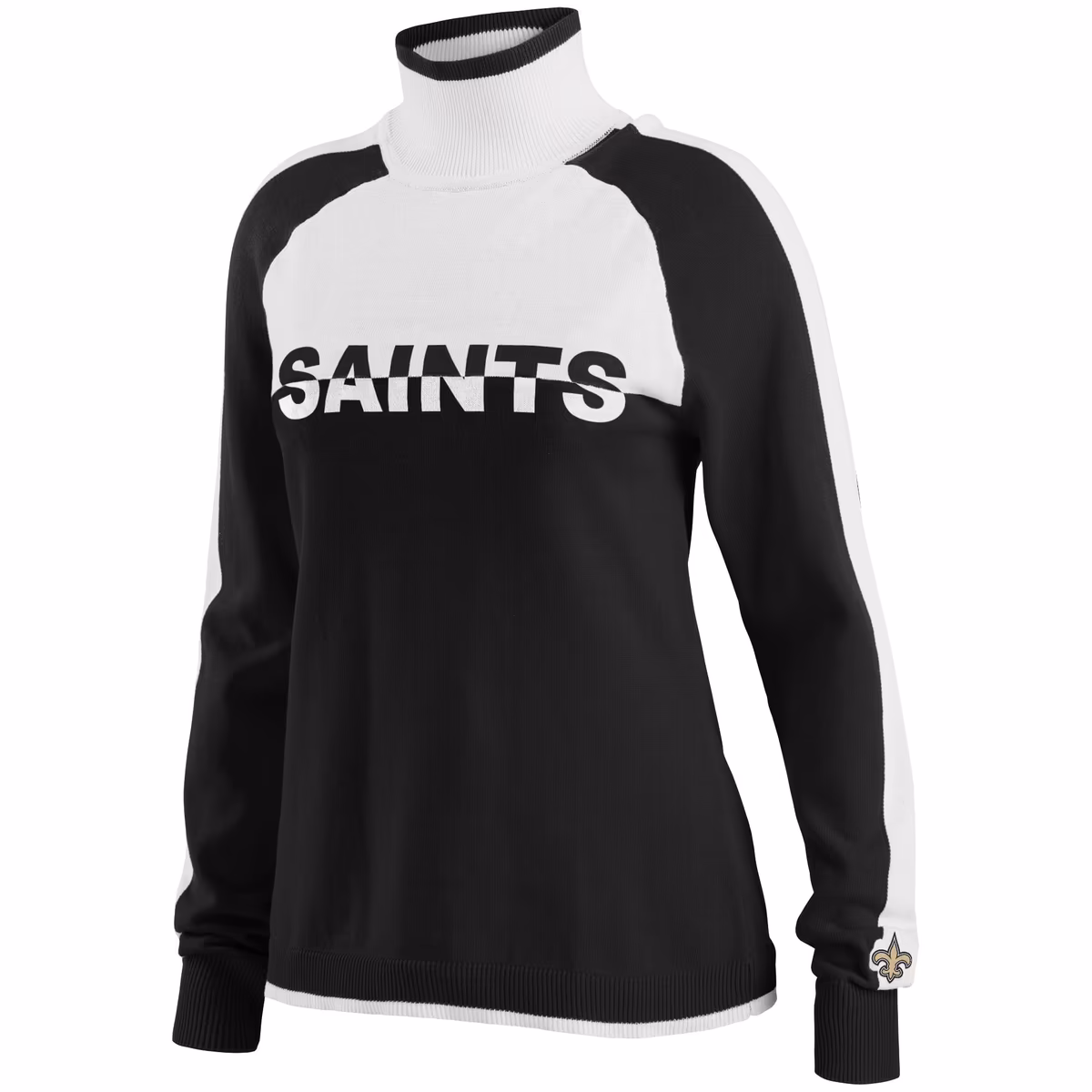 Women's WEAR by Erin Andrews Black New Orleans Saints Ski Raglan Pullover Sweater 3 Women's WEAR by Erin Andrews Black New Orleans Saints Ski Raglan Pullover Sweater