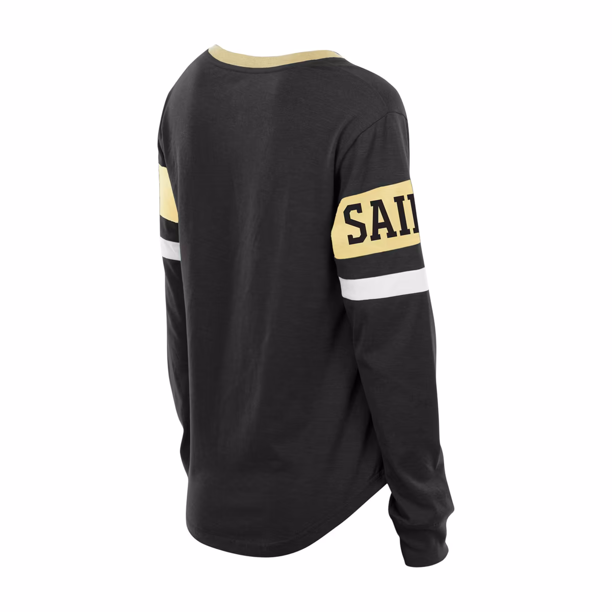 Women's New Era Black New Orleans Saints Plus Size Throwback Lace-Up Long Sleeve T-Shirt 4 Women's New Era Black New Orleans Saints Plus Size Throwback Lace-Up Long Sleeve T-Shirt