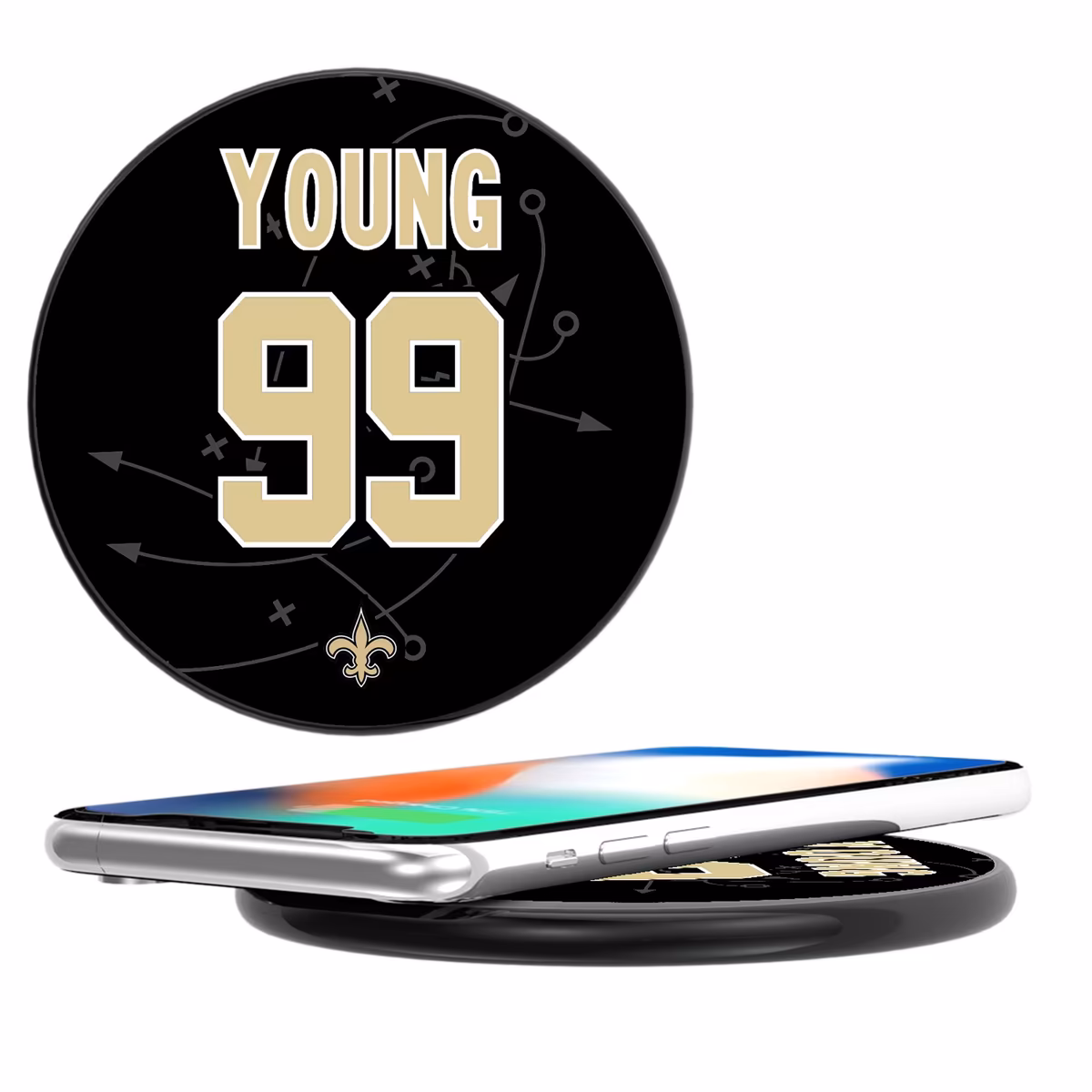Keyscaper Chase Young Black New Orleans Saints Wireless Charging Station 3 Keyscaper Chase Young Black New Orleans Saints Wireless Charging Station
