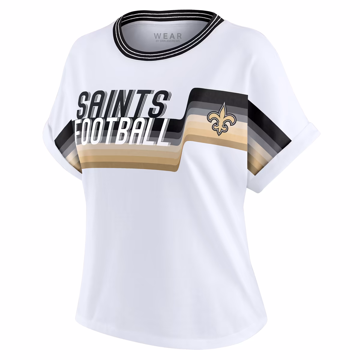 Women's WEAR by Erin Andrews White New Orleans Saints Cropped Center Stripe Dolman T-Shirt 3 Women's WEAR by Erin Andrews White New Orleans Saints Cropped Center Stripe Dolman T-Shirt
