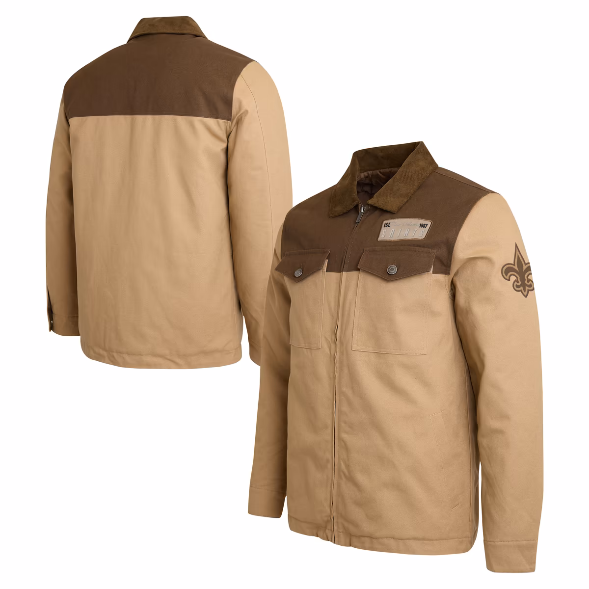 Men's Darius Rucker Collection by Fanatics Tan/Brown New Orleans Saints Full-Zip Canvas Jacket 3 Men's Darius Rucker Collection by Fanatics Tan/Brown New Orleans Saints Full-Zip Canvas Jacket