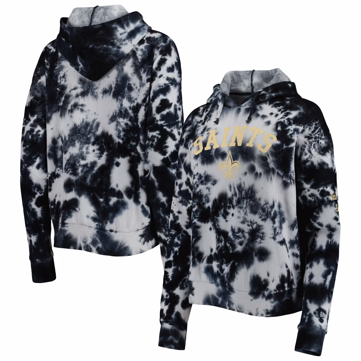 Women's New Era Black New Orleans Saints Cloud Dye Fleece Pullover Hoodie 9 Women's New Era Black New Orleans Saints Cloud Dye Fleece Pullover Hoodie