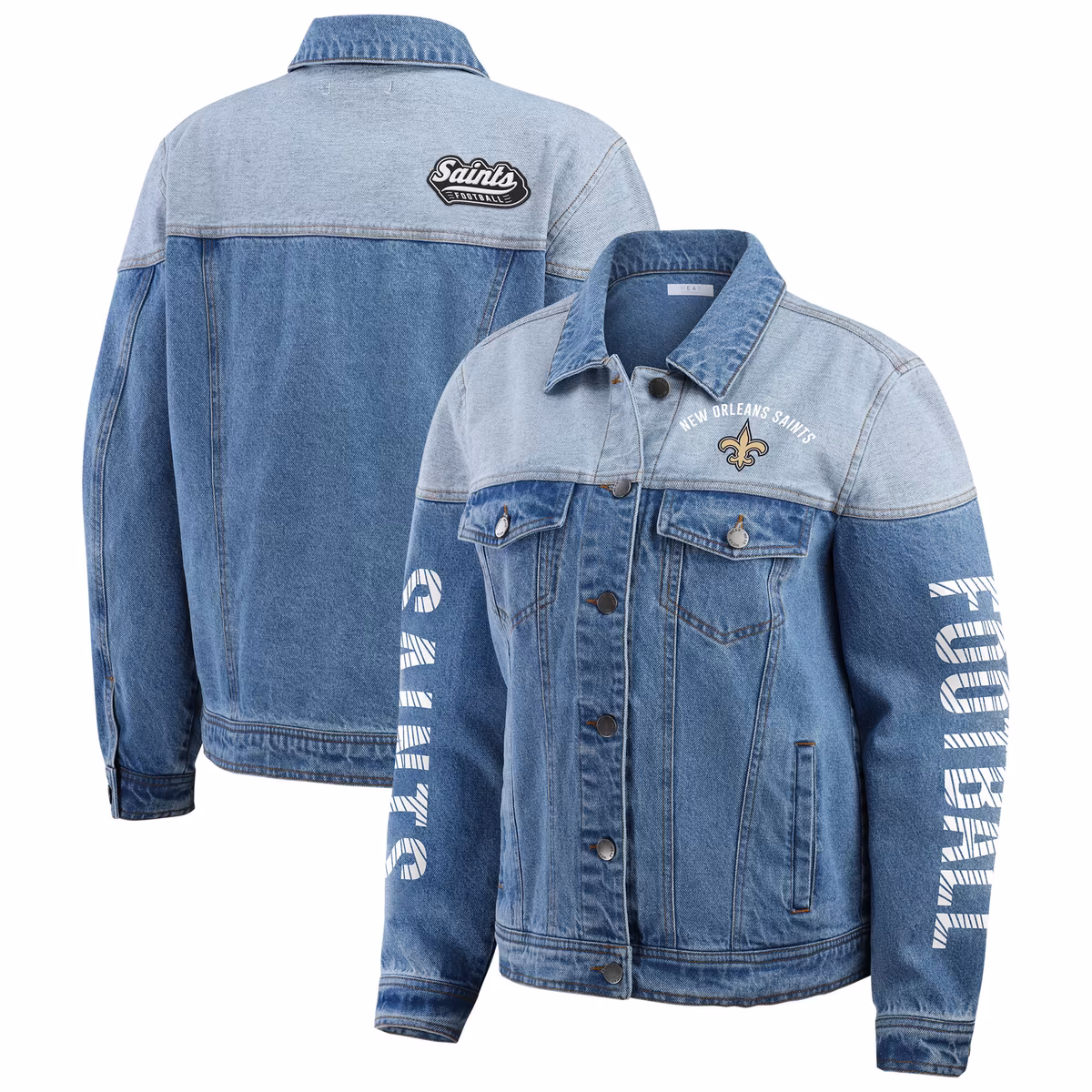Women's WEAR by Erin Andrews New Orleans Saints Full-Button Denim Jacket 4 Women's WEAR by Erin Andrews New Orleans Saints Full-Button Denim Jacket
