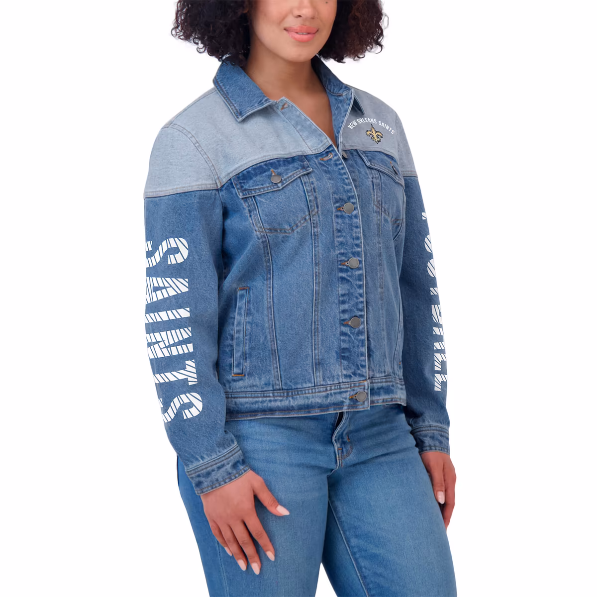 Women's WEAR by Erin Andrews New Orleans Saints Full-Button Denim Jacket 5 Women's WEAR by Erin Andrews New Orleans Saints Full-Button Denim Jacket