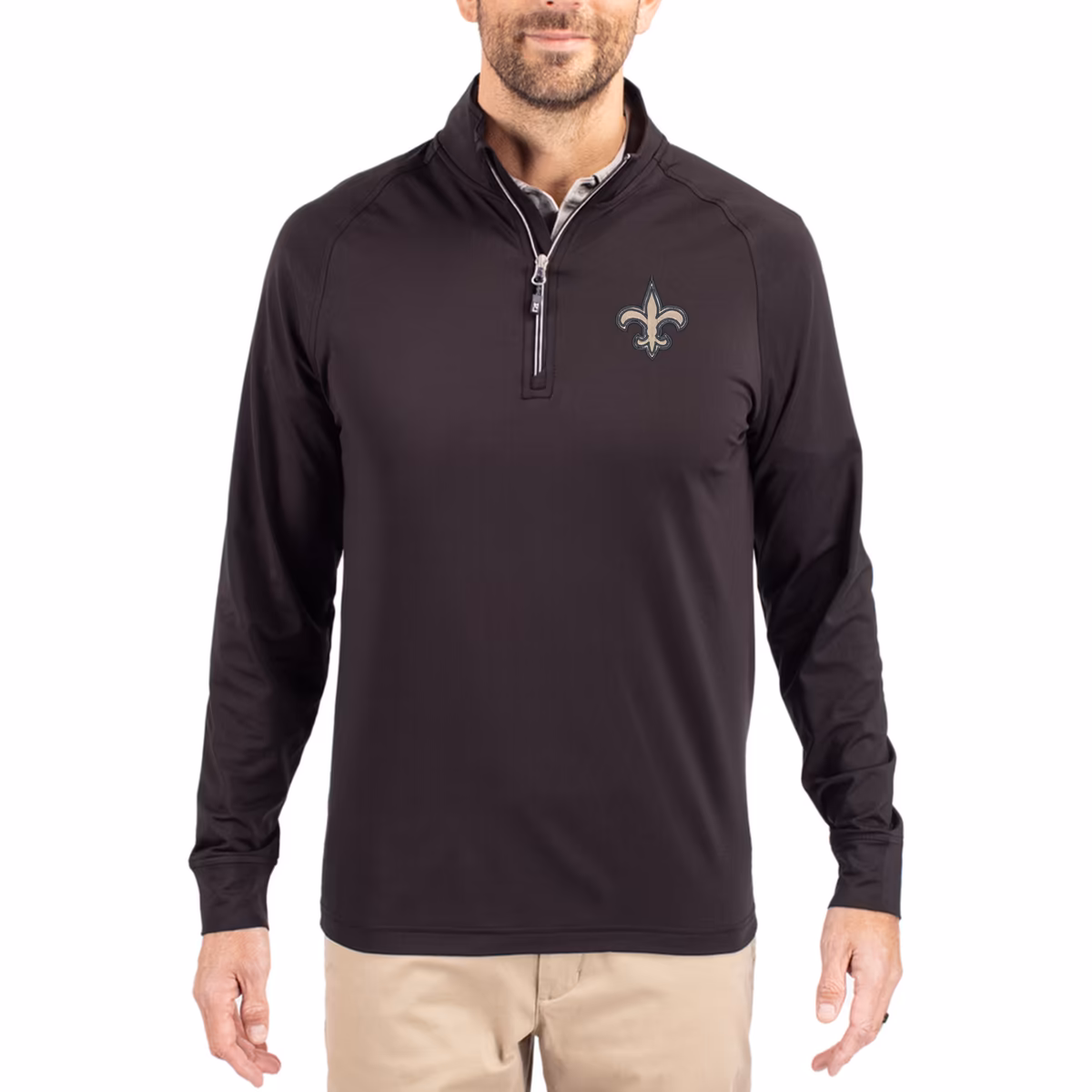 Men's Cutter & Buck Black New Orleans Saints Adapt Eco Knit Quarter-Zip Pullover Jacket 2 Men's Cutter & Buck Black New Orleans Saints Adapt Eco Knit Quarter-Zip Pullover Jacket