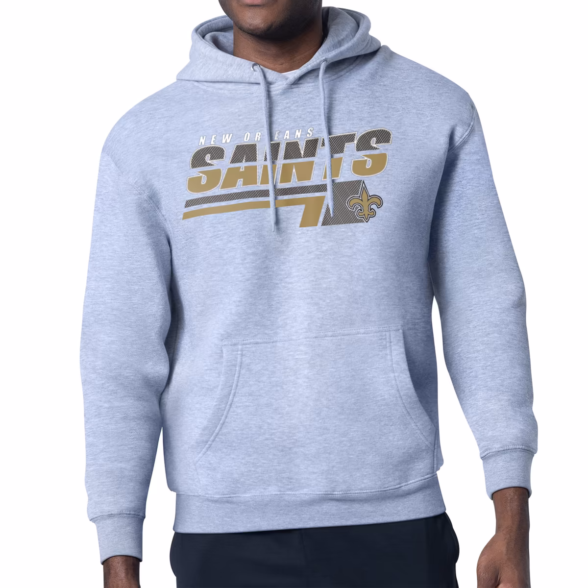 Men's Starter Heather Gray New Orleans Saints Logo Push Graphic Hoodie 2 Men's Starter Heather Gray New Orleans Saints Logo Push Graphic Hoodie