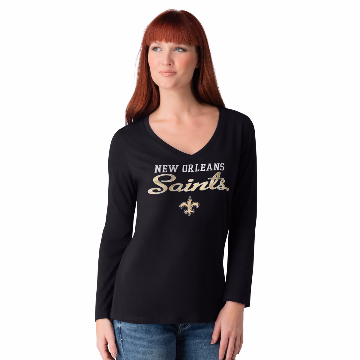 Women's G-III 4Her by Carl Banks Black New Orleans Saints Post Season Long Sleeve V-Neck T-Shirt 9 Women's G-III 4Her by Carl Banks Black New Orleans Saints Post Season Long Sleeve V-Neck T-Shirt