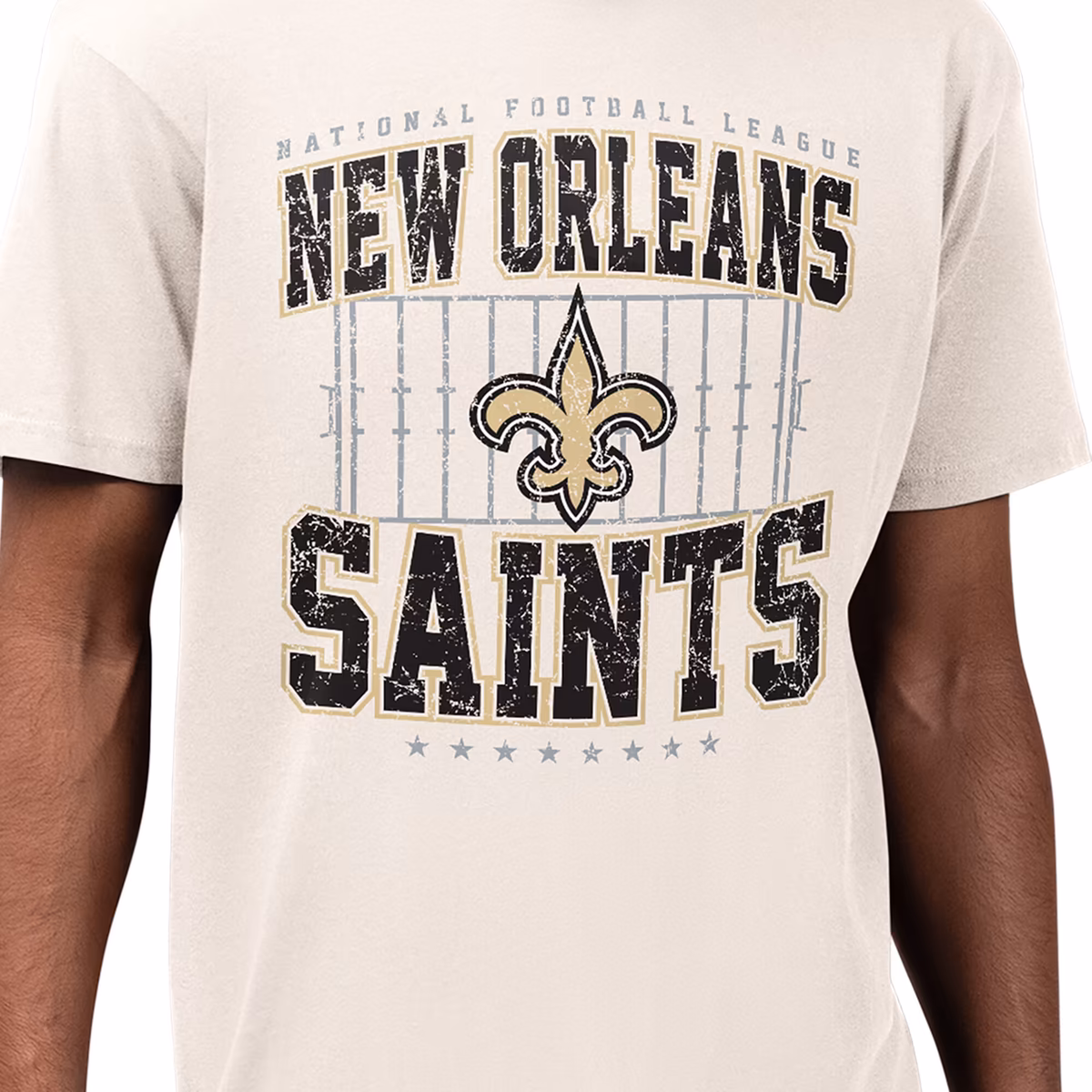 Men's Starter Cream New Orleans Saints Distressed Field T-Shirt 4 Men's Starter Cream New Orleans Saints Distressed Field T-Shirt