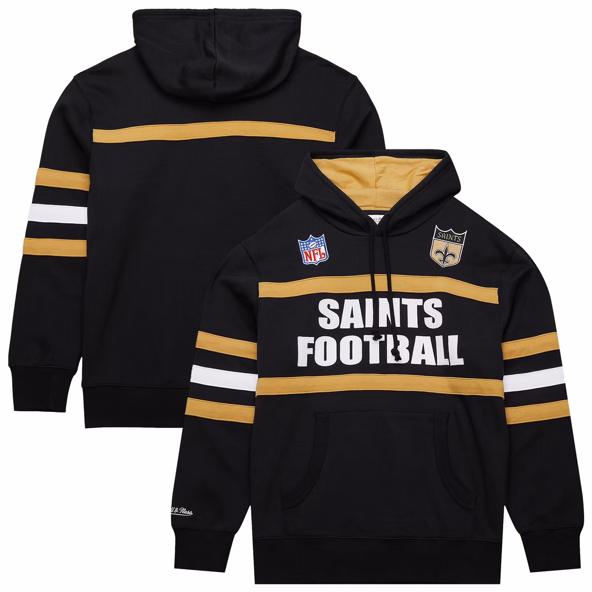 Men's Black New Orleans Saints Vintage Logo Head Coach Fleece Pullover Hoodie 18 Men's Black New Orleans Saints Vintage Logo Head Coach Fleece Pullover Hoodie