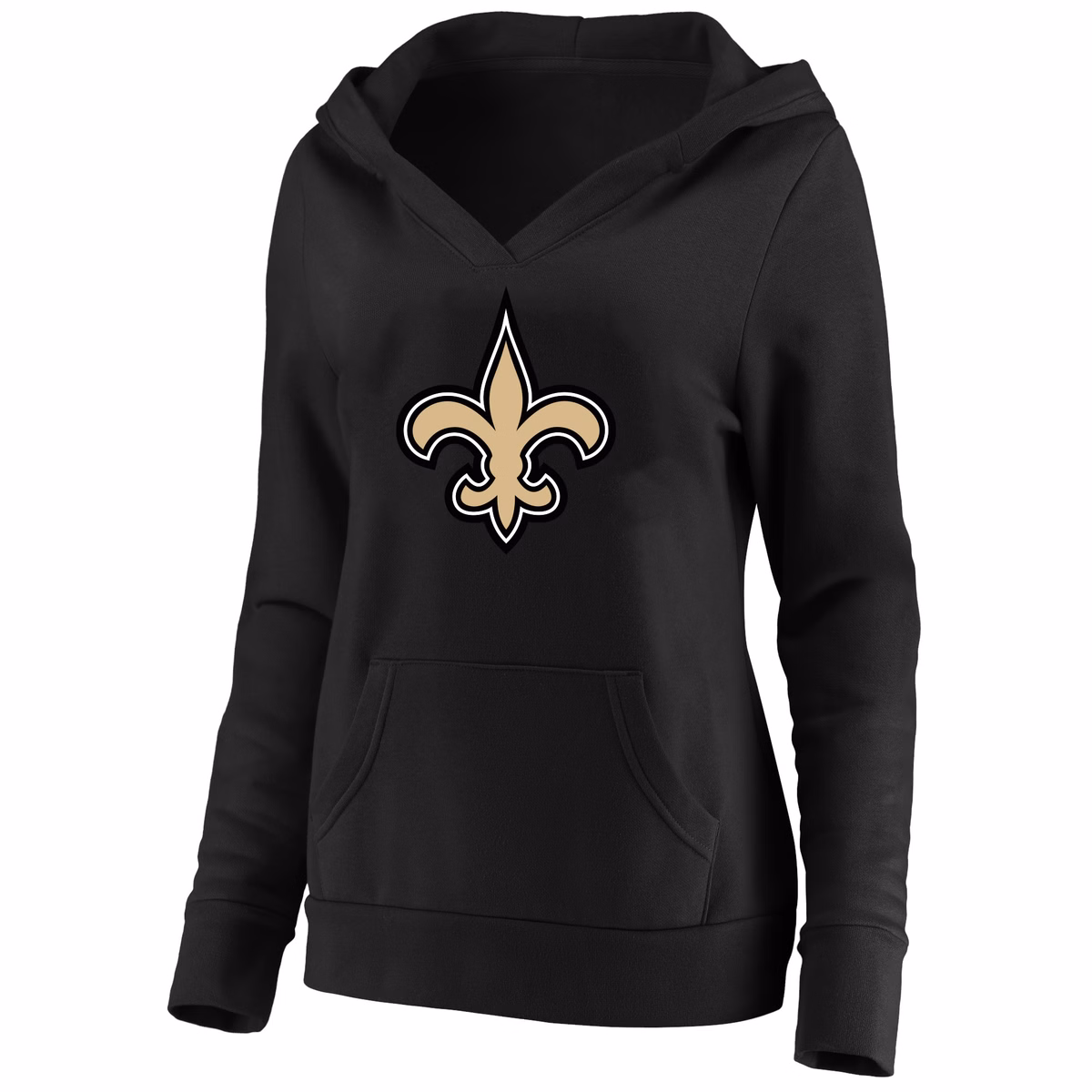 Women's Fanatics Black New Orleans Saints Plus Size V-Neck Pullover Hoodie 2 Women's Fanatics Black New Orleans Saints Plus Size V-Neck Pullover Hoodie