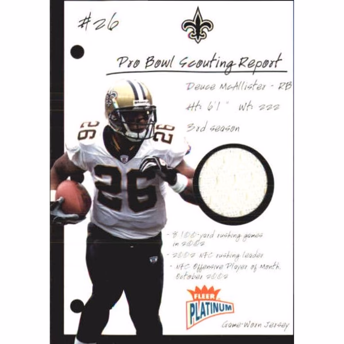 2003 Fleer Platinum Pro Bowl Scouting Report Jerseys #PBSRDM Deuce McAllister