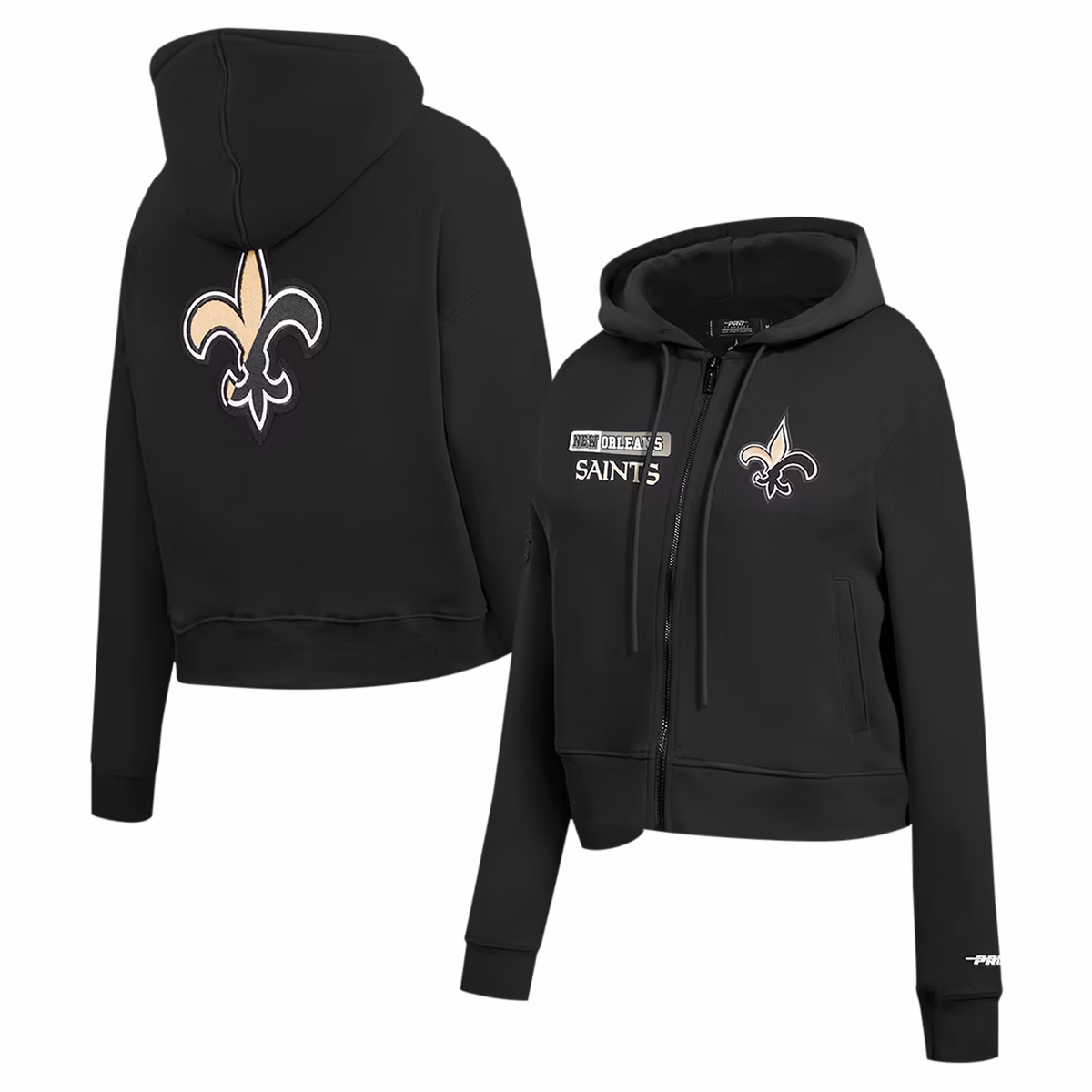 Women's Pro Standard Black New Orleans Saints Split Logo Full-Zip Hoodie 2 Women's Pro Standard Black New Orleans Saints Split Logo Full-Zip Hoodie