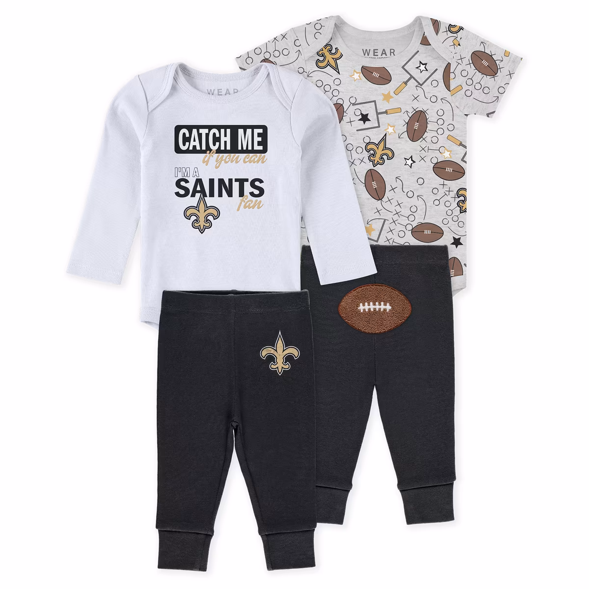 Infant & Newborn WEAR by Erin Andrews New Orleans Saints Three-Piece Turn Me Around Bodysuits & Pant Set 11 Infant & Newborn WEAR by Erin Andrews New Orleans Saints Three-Piece Turn Me Around Bodysuits & Pant Set