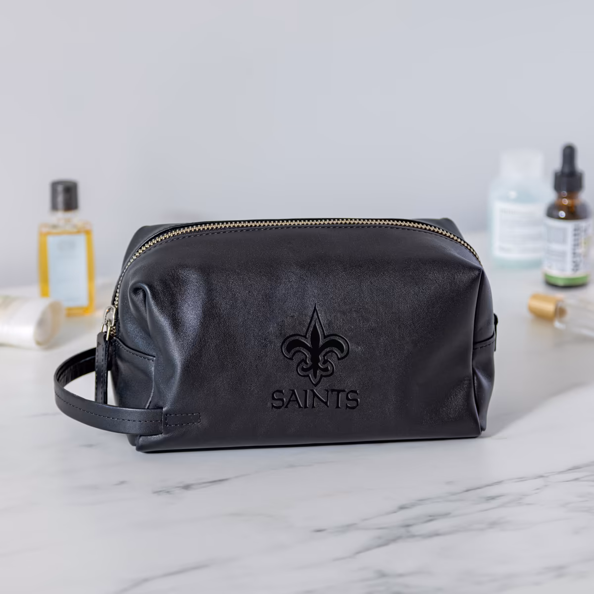 New Orleans Saints Hybrid Leather Lined Dopp Toiletry Bag 5 New Orleans Saints Hybrid Leather Lined Dopp Toiletry Bag