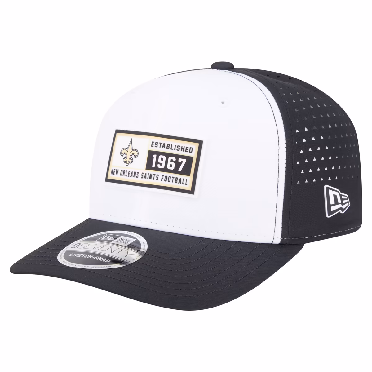 Men's New Era  White/Black New Orleans Saints Established Patch 9SEVENTY Adjustable Hat