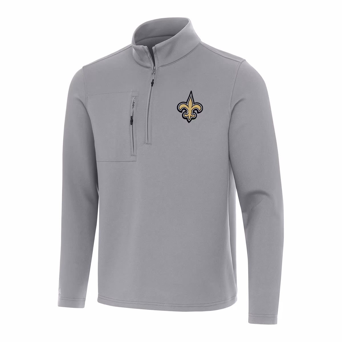 Men's Antigua Gray New Orleans Saints Insider Quarter-Zip Pullover Top