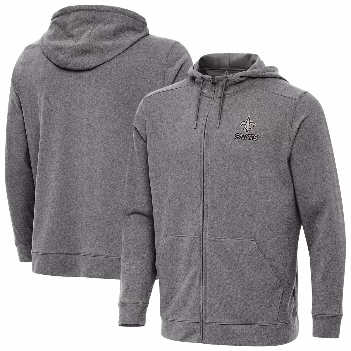 Men's Antigua Heather Black New Orleans Saints Effortless Full-Zip Hoodie Jacket 11 Men's Antigua Heather Black New Orleans Saints Effortless Full-Zip Hoodie Jacket