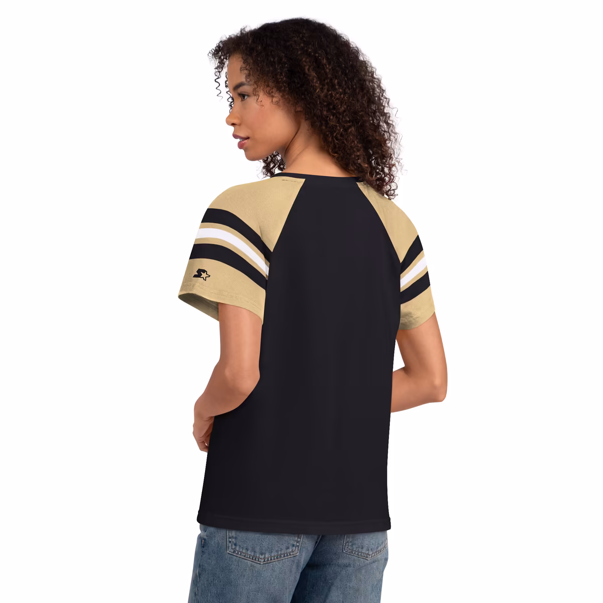 Women's Starter Black New Orleans Saints Game On Notch Neck Raglan T-Shirt 3 Women's Starter Black New Orleans Saints Game On Notch Neck Raglan T-Shirt
