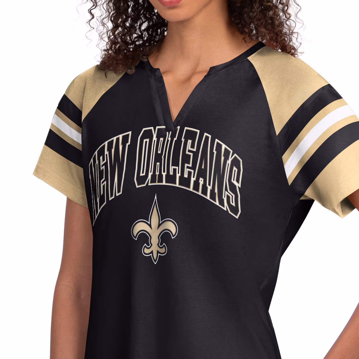 Women's Starter Black New Orleans Saints Game On Notch Neck Raglan T-Shirt 4 Women's Starter Black New Orleans Saints Game On Notch Neck Raglan T-Shirt