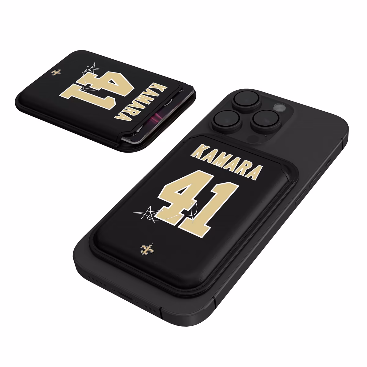 Keyscaper Alvin Kamara Black New Orleans Saints Magnetic Credit Card Wallet