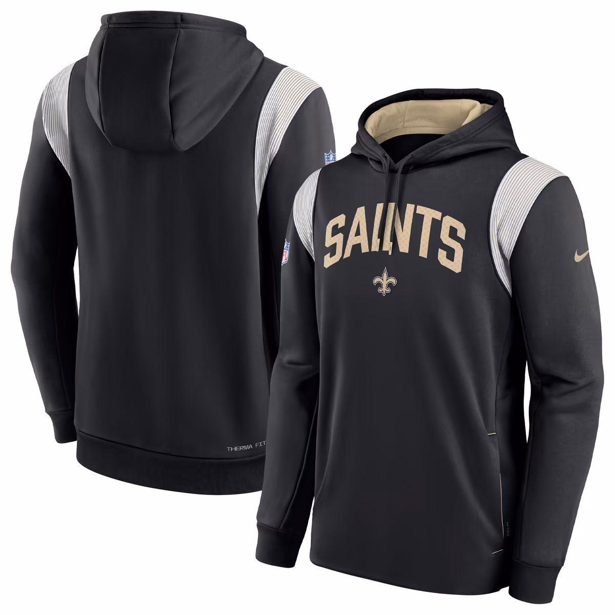 Men's Nike Black New Orleans Saints Sideline Athletic Stack Performance Pullover Hoodie 8 Men's Nike Black New Orleans Saints Sideline Athletic Stack Performance Pullover Hoodie