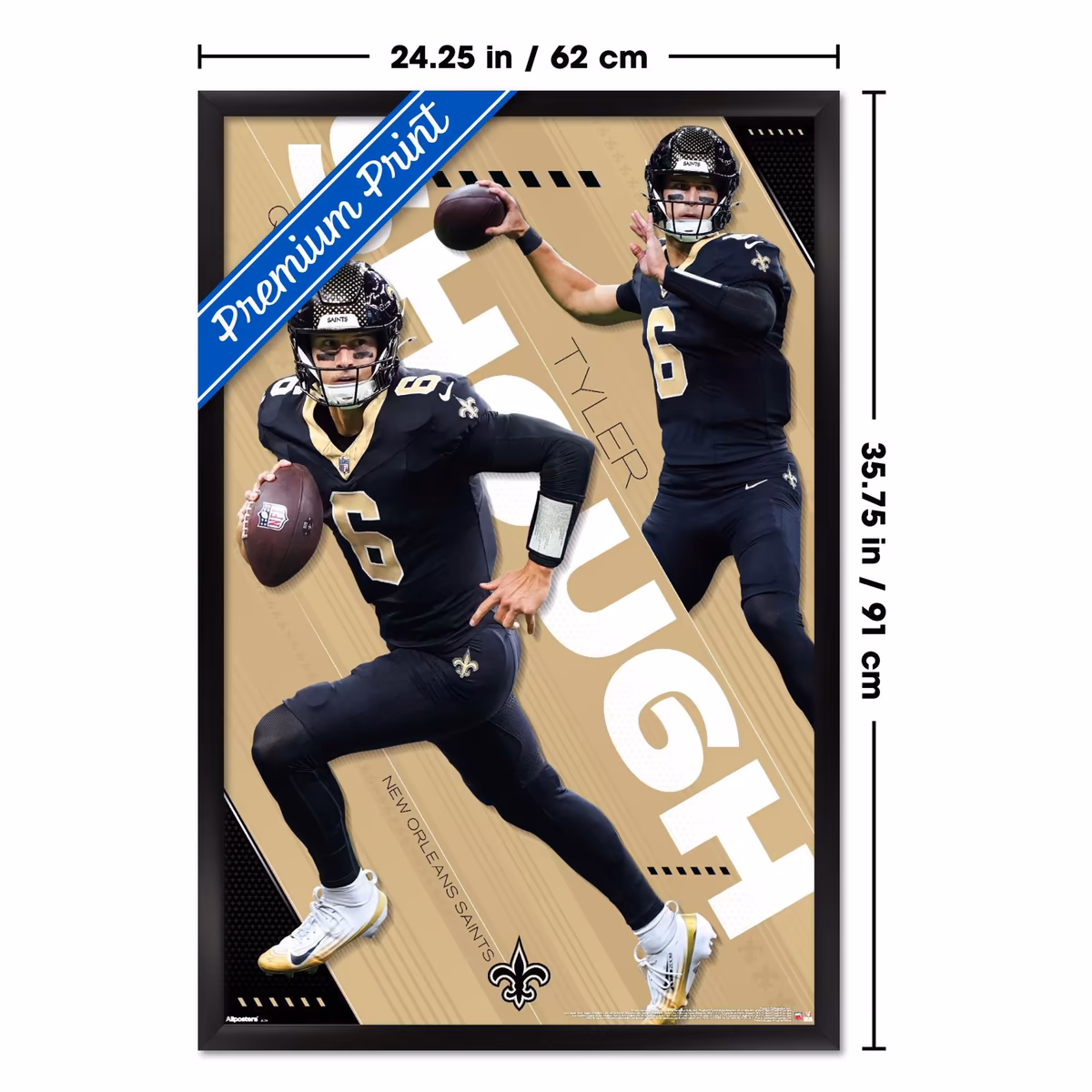 Tyler Shough New Orleans Saints 23" x 34" Framed Poster 3 Tyler Shough New Orleans Saints 23" x 34" Framed Poster