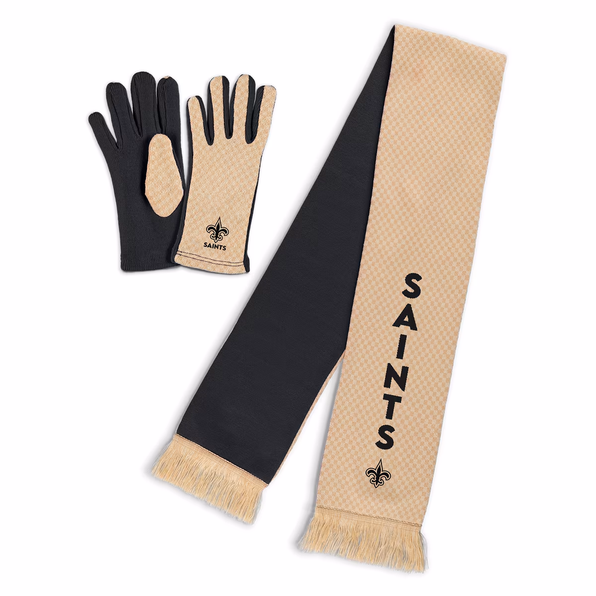 Women's WEAR by Erin Andrews New Orleans Saints Tonal Microcheck Scarf & Glove Set 8 Women's WEAR by Erin Andrews New Orleans Saints Tonal Microcheck Scarf & Glove Set