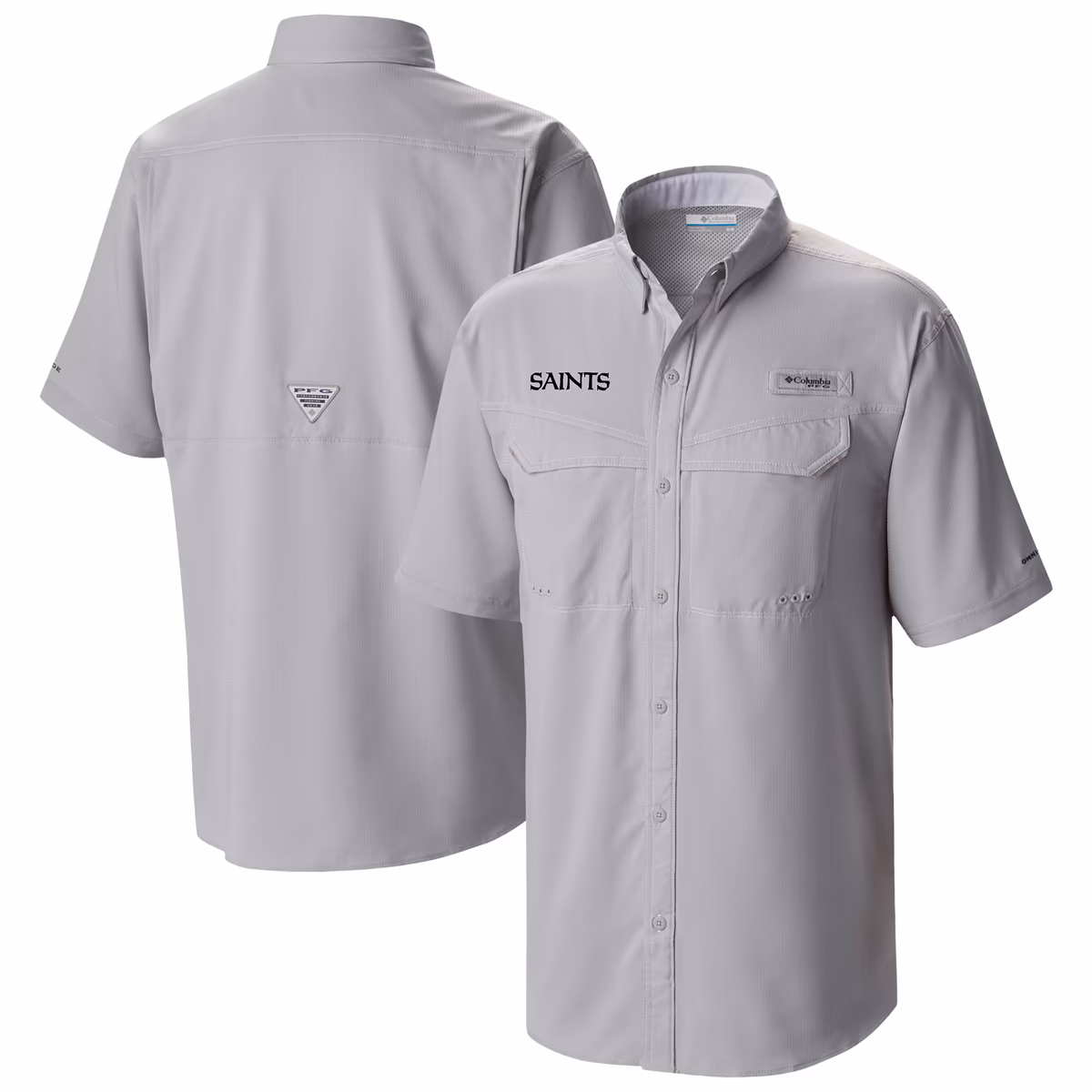 Men's Columbia Gray New Orleans Saints Low Drag Offshore Omni-Wick Button-Up Shirt