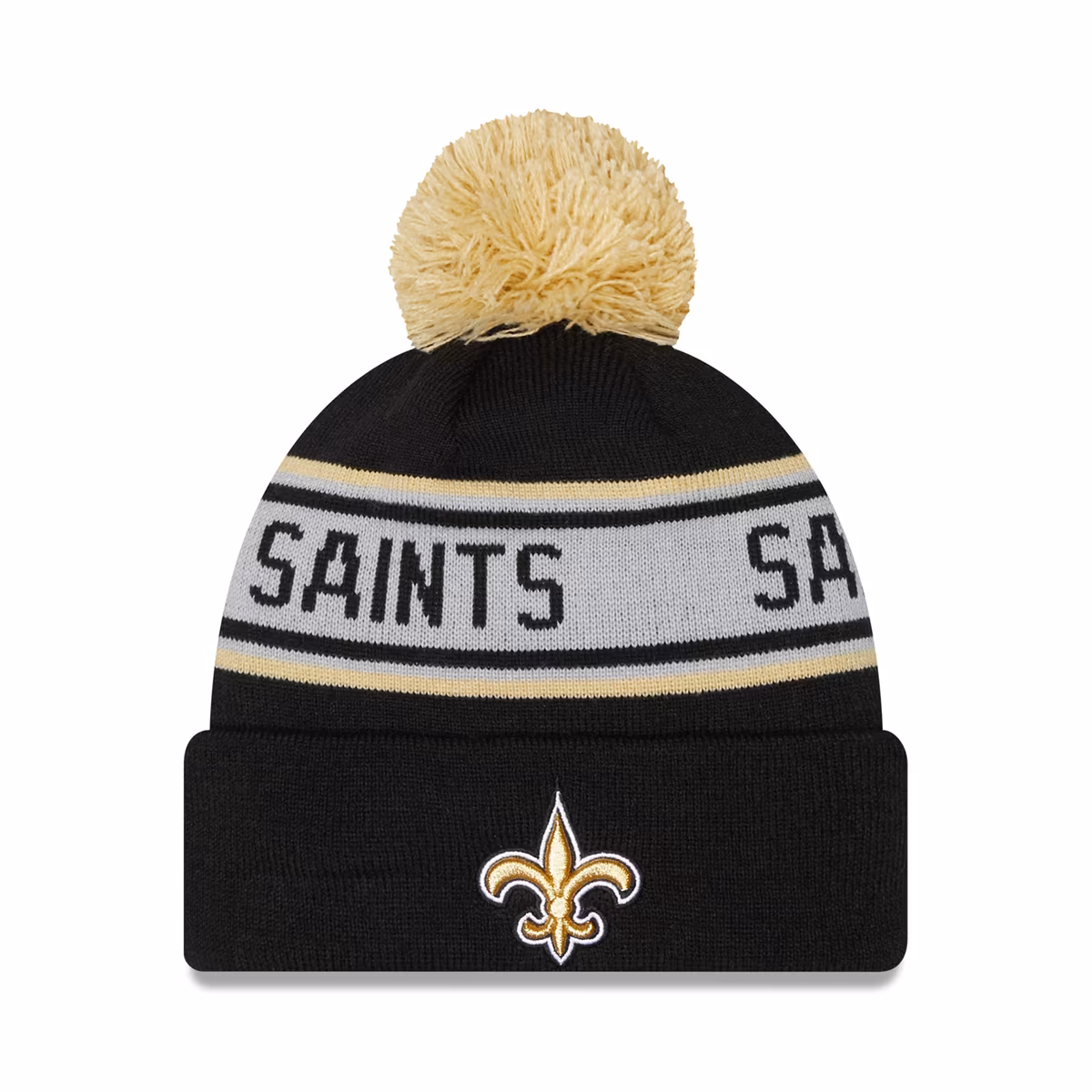 Men's New Era Black New Orleans Saints Repeat Cuffed Knit Hat with Pom 8 Men's New Era Black New Orleans Saints Repeat Cuffed Knit Hat with Pom