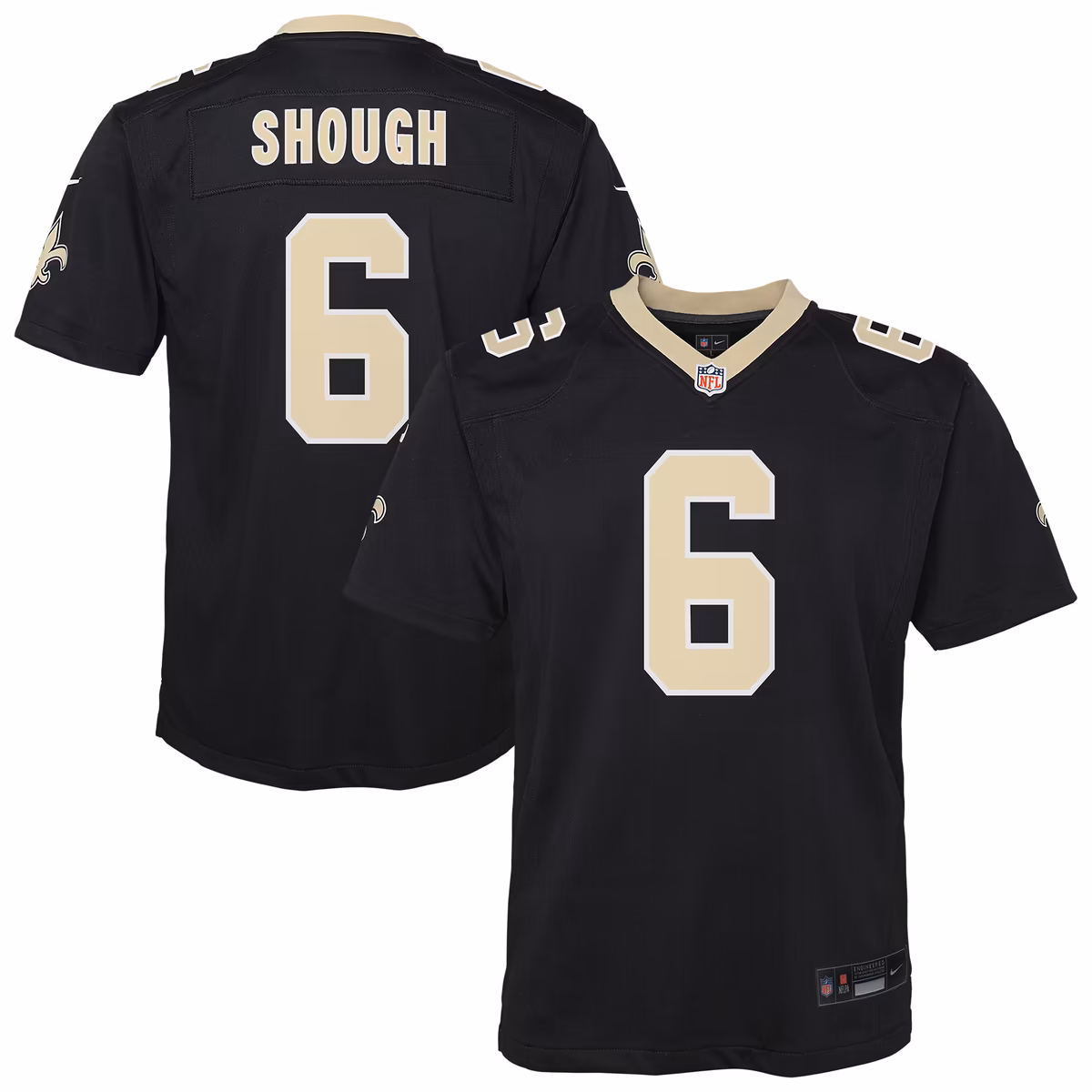 Youth Nike Tyler Shough Black New Orleans Saints Team Game Jersey 3 Youth Nike Tyler Shough Black New Orleans Saints Team Game Jersey