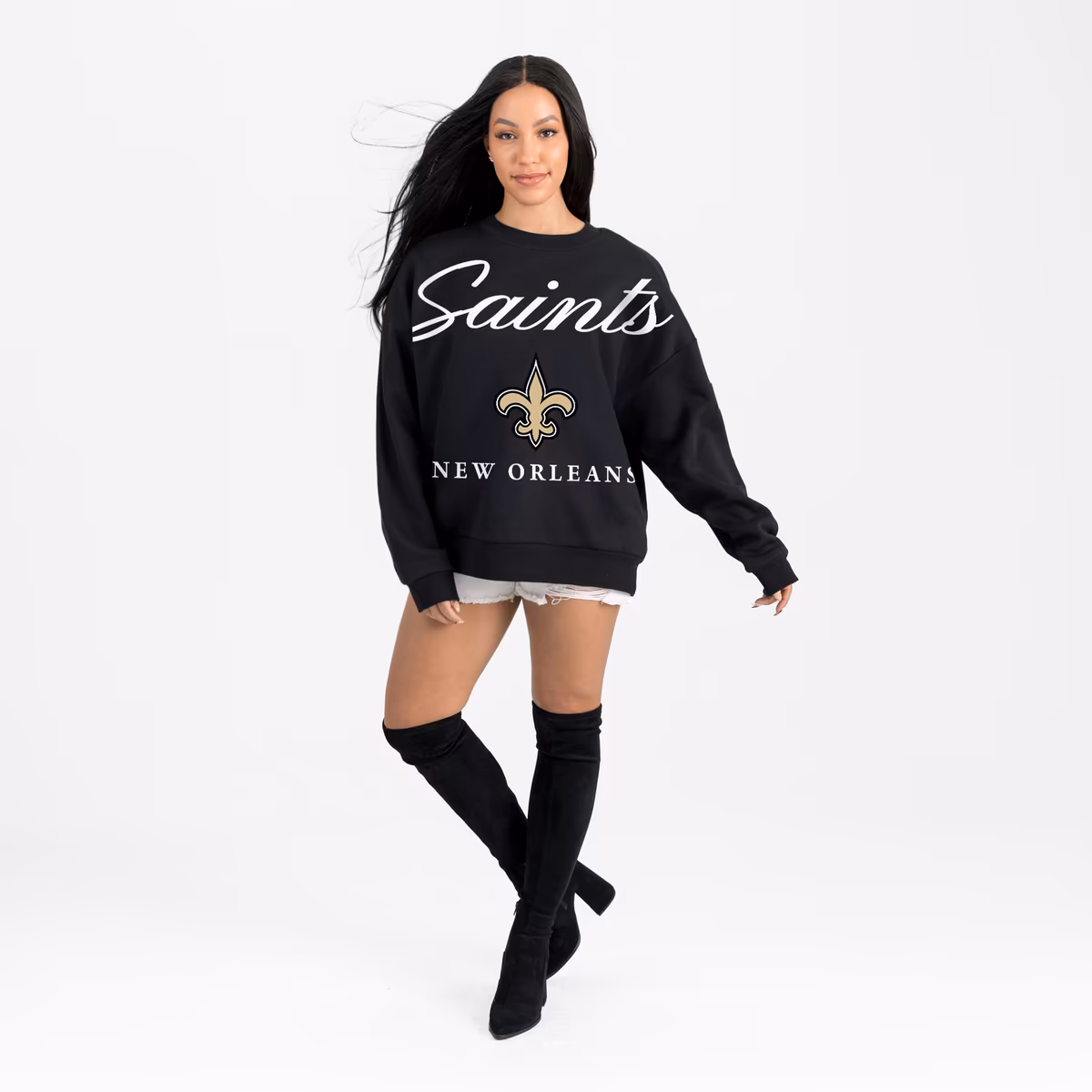 Women's Gameday Couture Black New Orleans Saints Legacy Club Premium Fleece Drop Shoulder Oversized Sweatshirt 4 Women's Gameday Couture Black New Orleans Saints Legacy Club Premium Fleece Drop Shoulder Oversized Sweatshirt